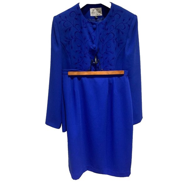 Le Suit Jackets & Blazers - Le Suit Two Piece embraided lined skirt Blue Dress Suit Sz 12